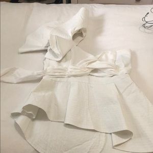 White one shoulder ruffle top
